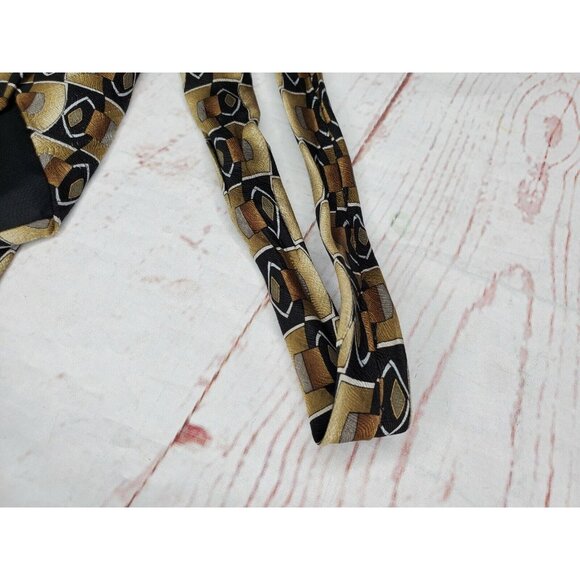 Vintage Courage Hand Sewn Abstract Design Gold Tone Men’s Tie – Rare Collectible - Picture 5 of 12